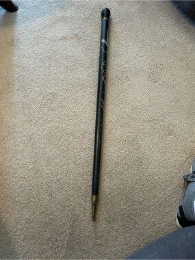 Black Decorative Walking Stick with Gold Accents